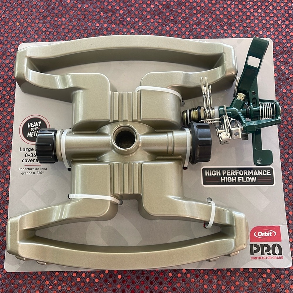 Orbit Pro Contractor Grade Lawn Sprinkler Metal Impact & Base 85' Area Coverage
